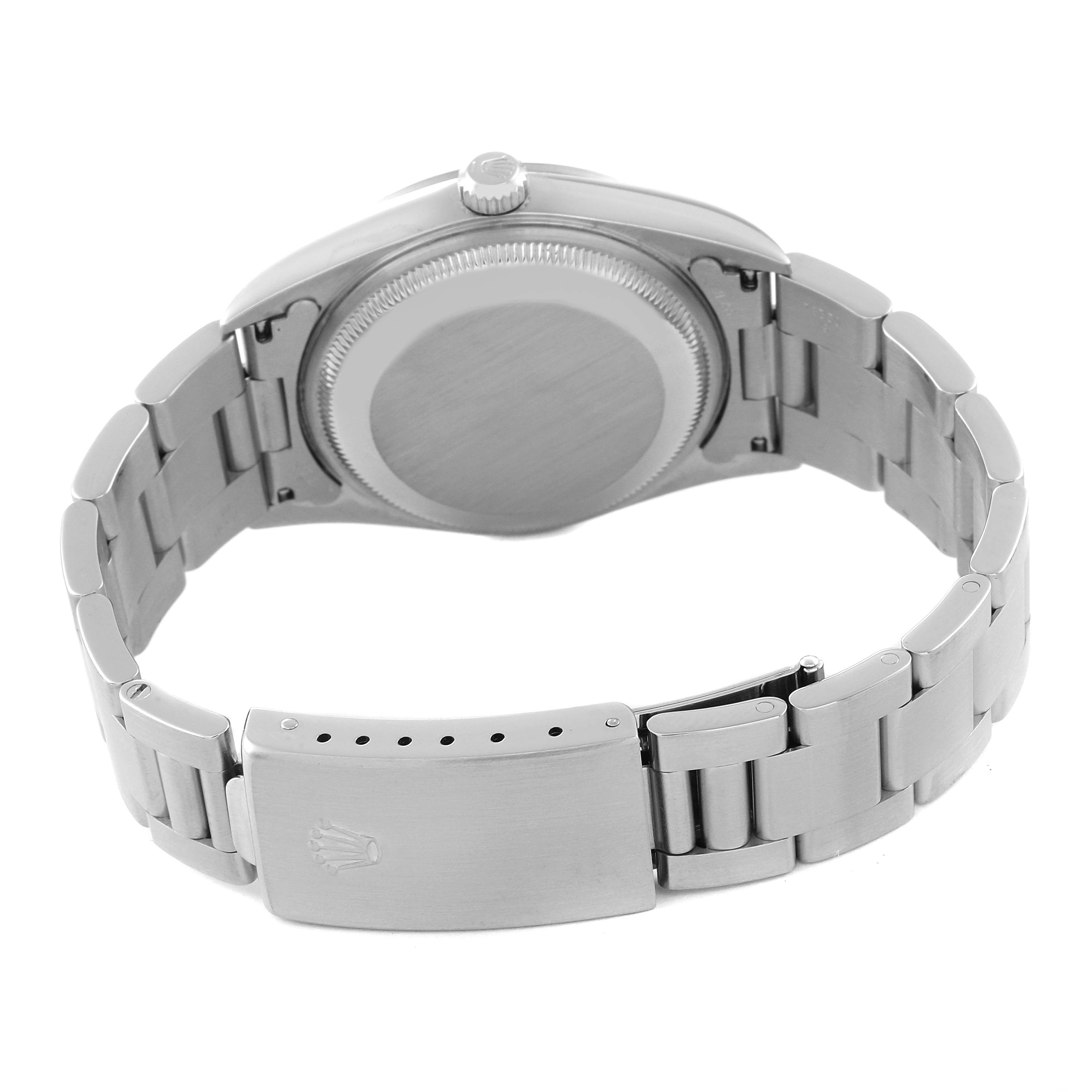 This image shows the back and bracelet of a Rolex Date 15200 Men's Stainless Steel Silver Dial 15200 Men's Stainless Steel Silver Dial model watch, specifically highlighting the clasp and case back.