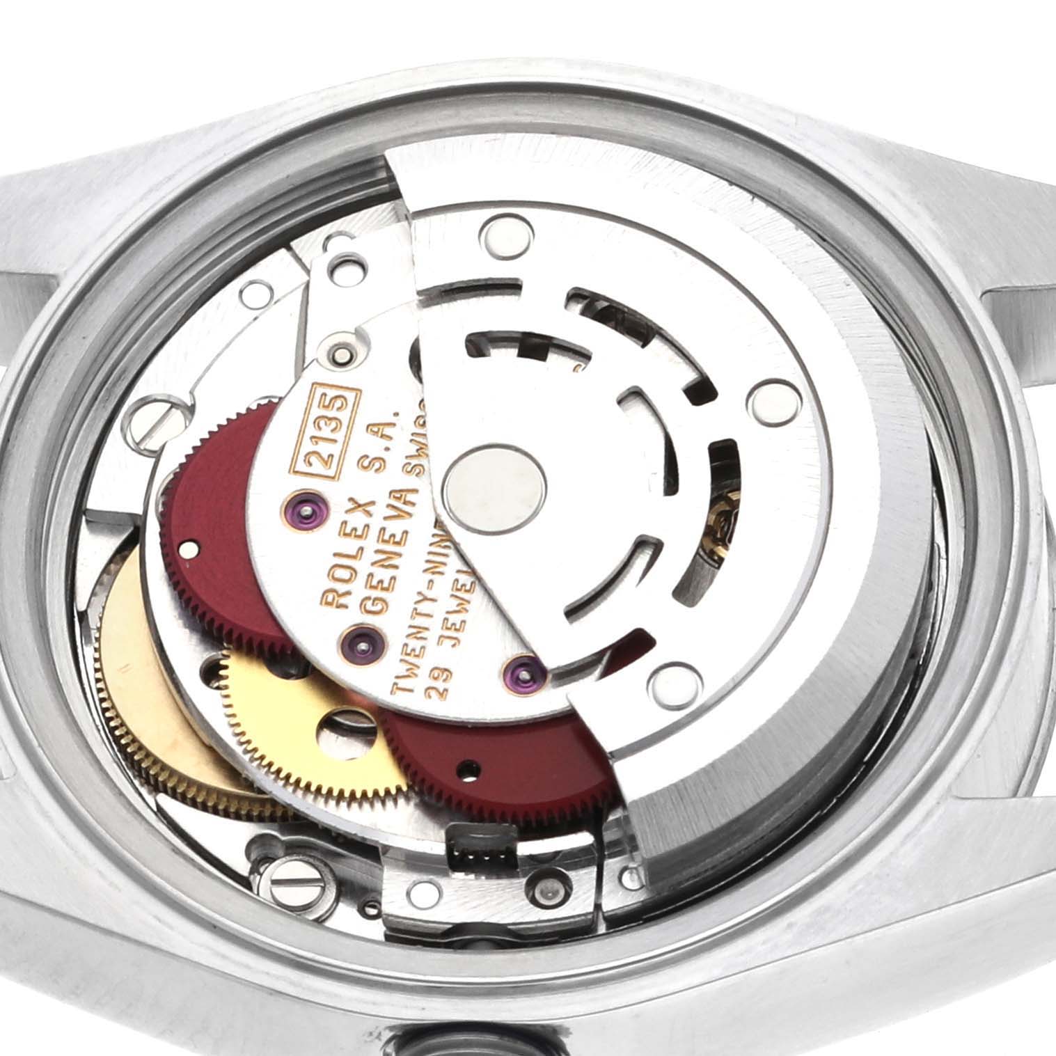 This image shows the movement and internal mechanism of the Rolex Datejust 69174 Women's Stainless Steel Silver Dial 69174 Women's Stainless Steel Silver Dial watch from a top-down angle.
