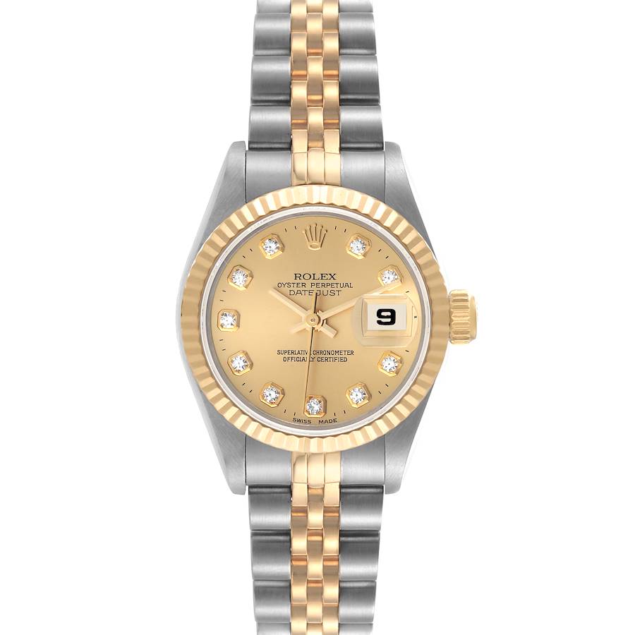 Rolex Datejust Steel Yellow Gold Diamond Dial Ladies Watch 69173 + 1 Extra Link SwissWatchExpo