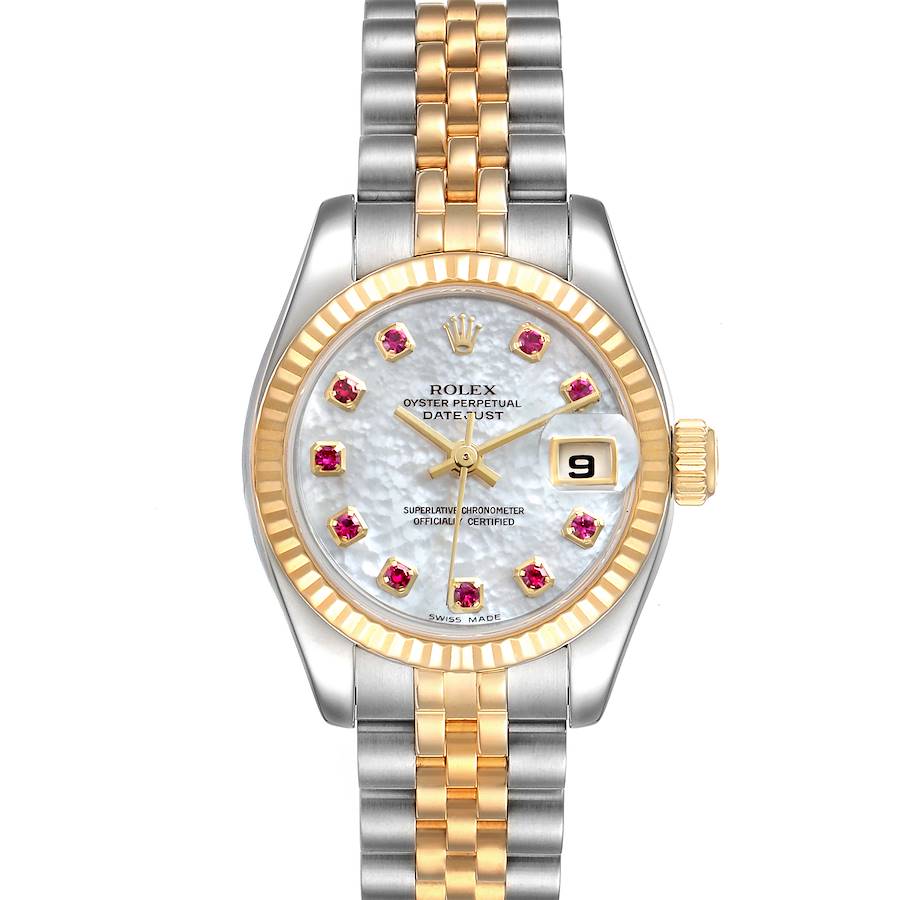 Rolex Datejust Steel Yellow Gold MOP Ruby Ladies Watch 179173 Box Papers SwissWatchExpo