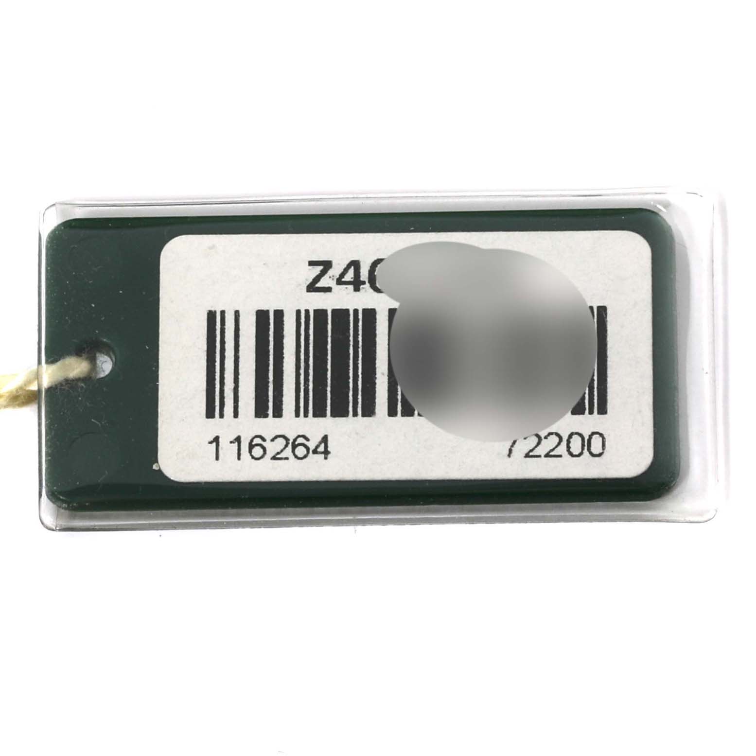 The image shows a tag with a barcode and reference numbers, presumably for a Rolex Turn-o-Graph 116264 Men's Stainless Steel Black Dial 116264 Men's Stainless Steel Black Dial watch.