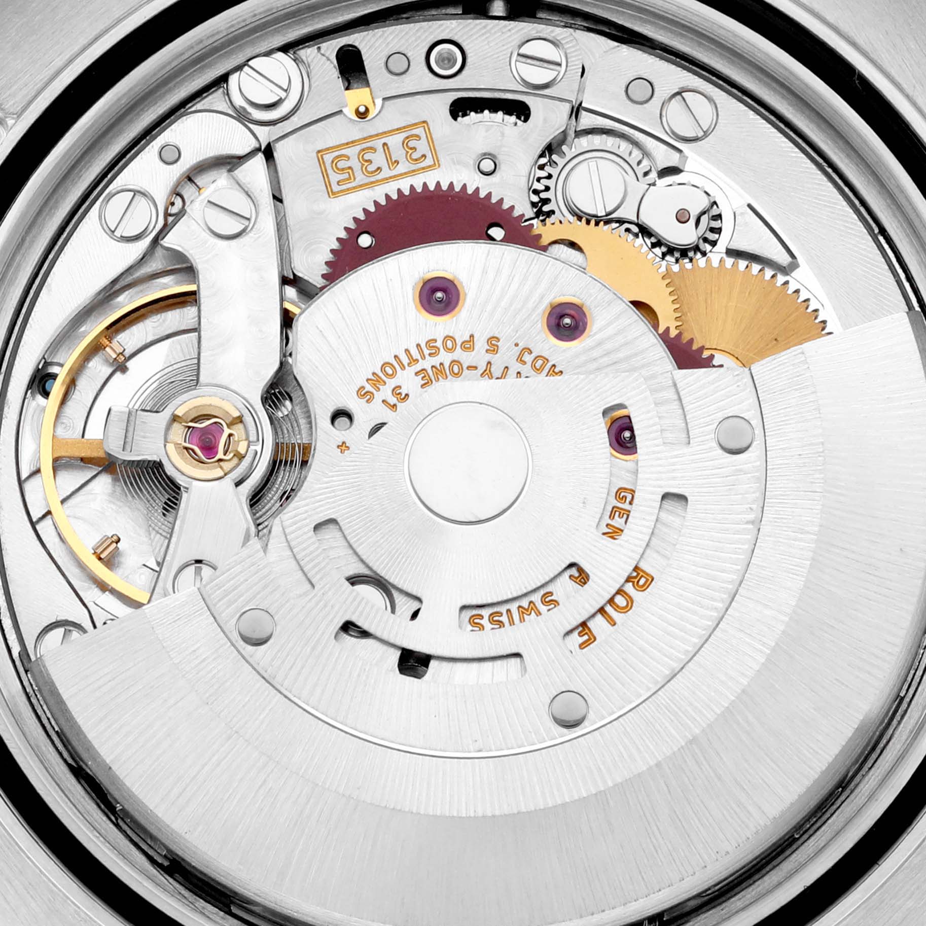 The image shows the intricate internal movement mechanism of the Rolex Turn-o-Graph 116264 Men's Stainless Steel Black Dial 116264 Men's Stainless Steel Black Dial watch model.