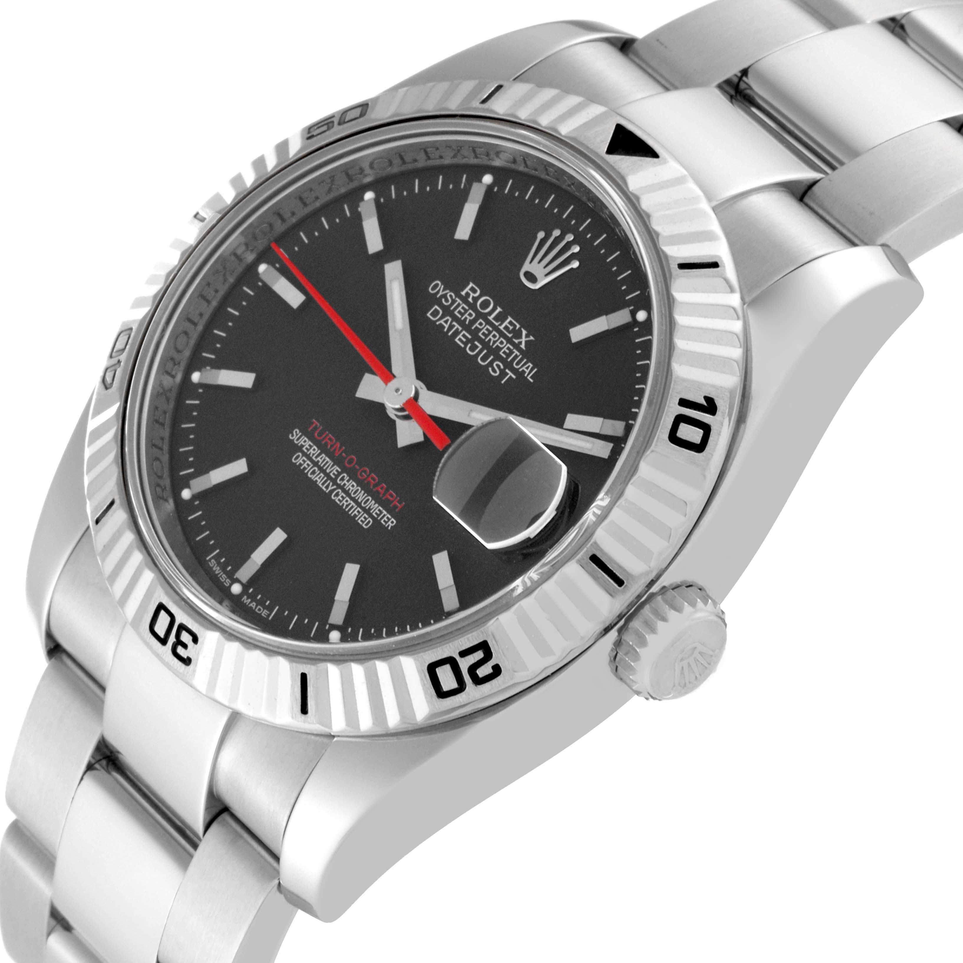 The image shows a Rolex Turn-o-Graph 116264 Men's Stainless Steel Black Dial 116264 Men's Stainless Steel Black Dial watch at a slight angle, highlighting its bezel, dial, and bracelet.