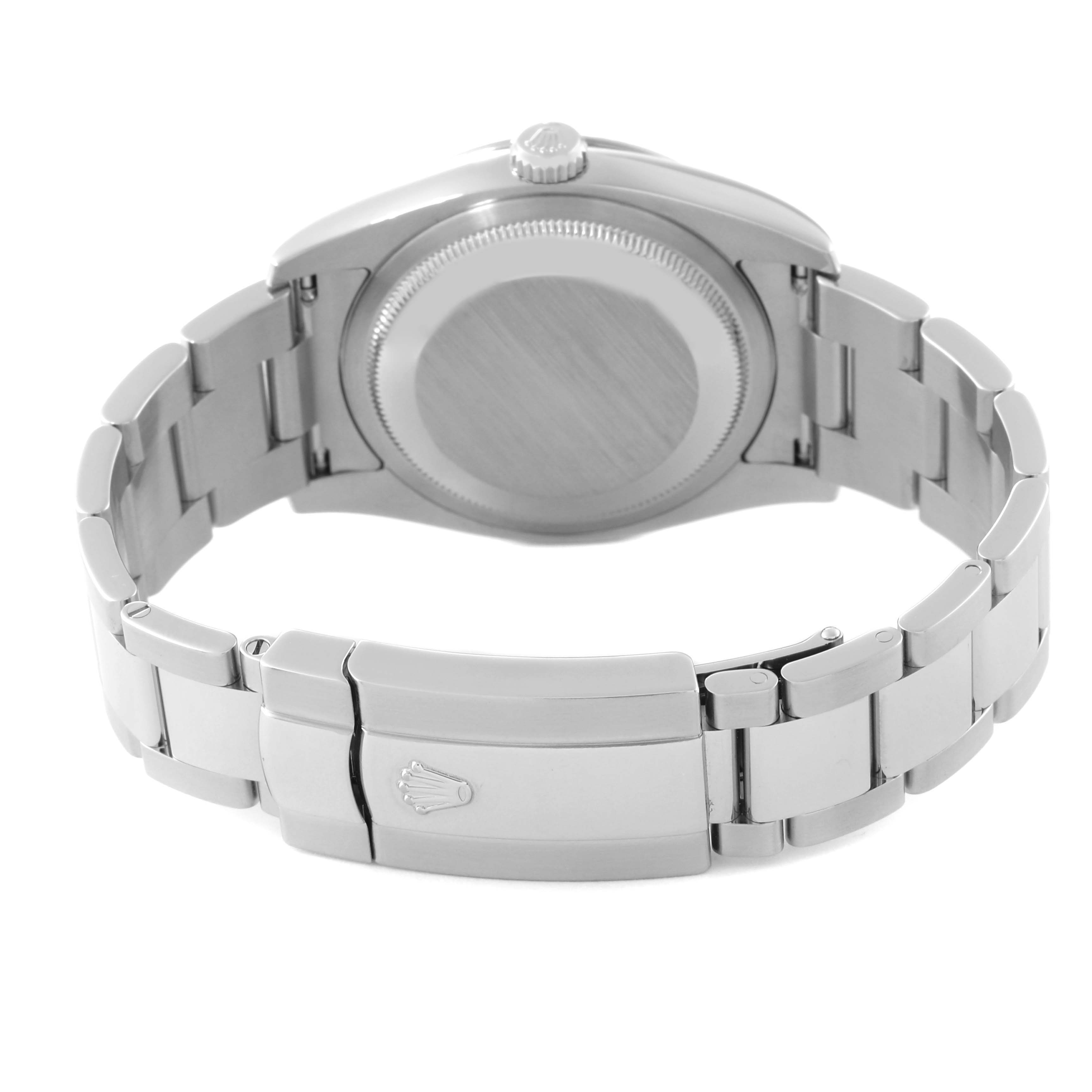 The image shows the back view of a Rolex Turn-o-Graph 116264 Men's Stainless Steel Black Dial 116264 Men's Stainless Steel Black Dial watch, highlighting its clasp, bracelet, and case back.