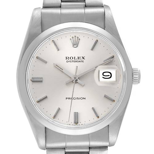 Photo of Rolex OysterDate Precision Silver Dial Steel Vintage Mens Watch 6694