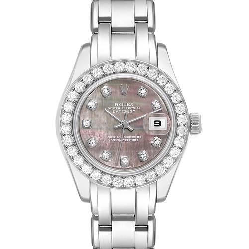 Photo of Rolex Pearlmaster White Gold Mother of Pearl Diamond Ladies Watch 80299 Box Papers