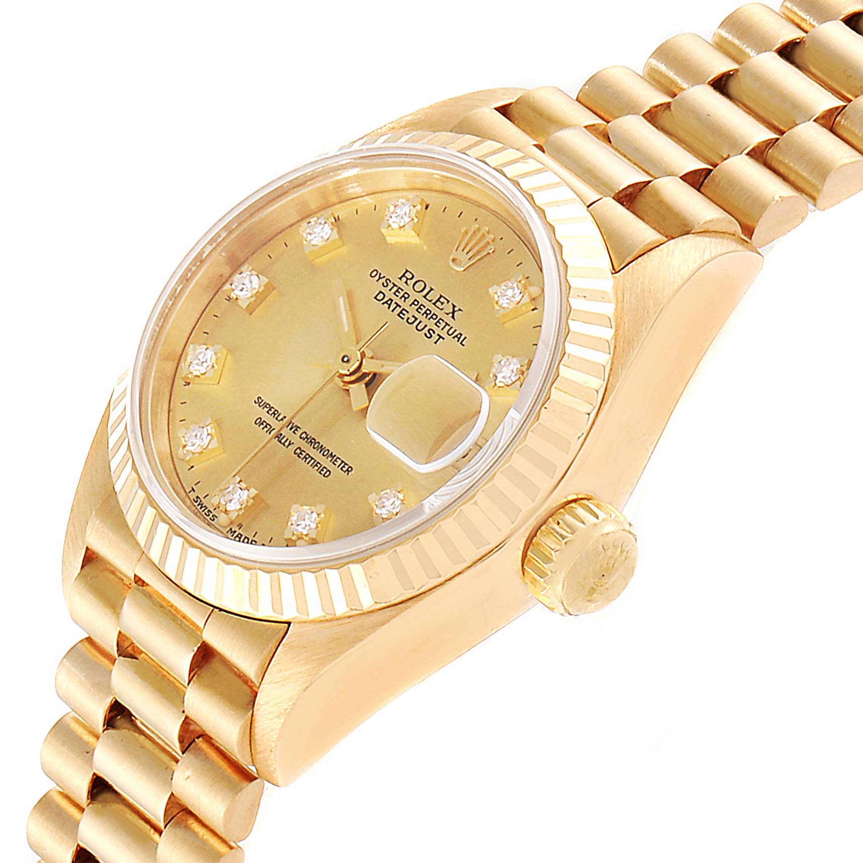 Rolex President Datejust Yellow Gold Diamond Ladies Watch 69178 Box ...