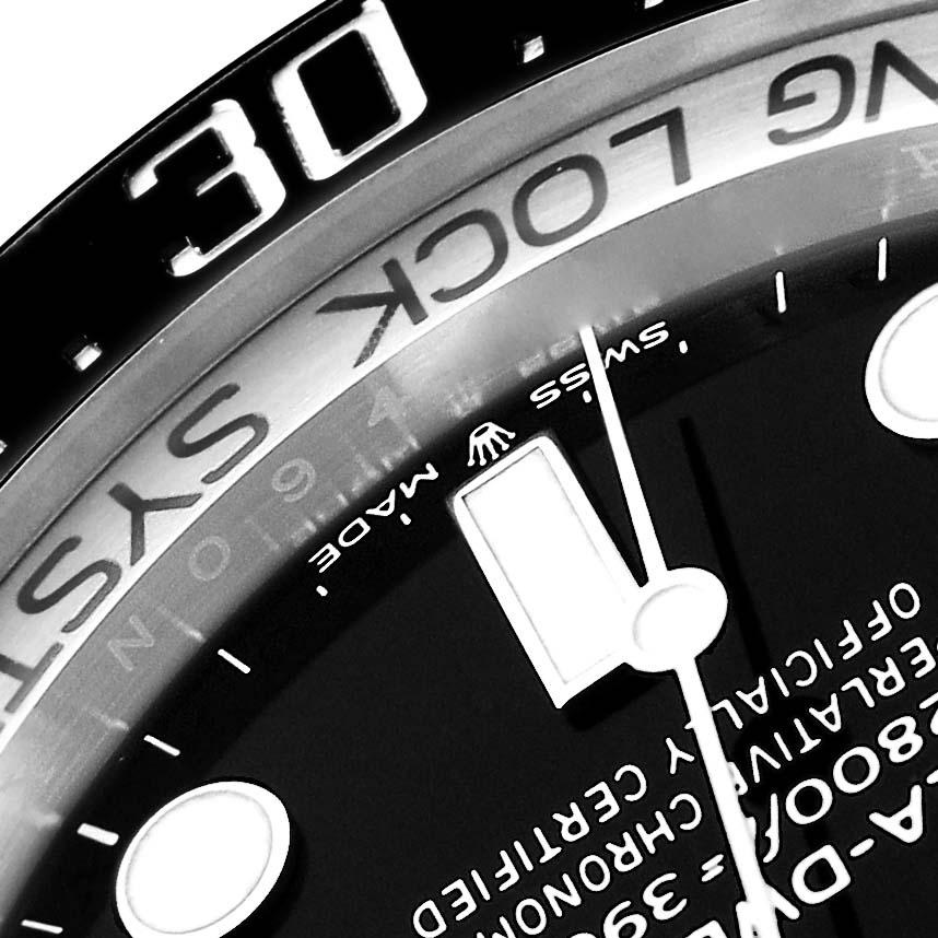 This is a close-up image of the dial and bezel of a Rolex Sea-Dweller 136660 Men's Stainless Steel Black Dial 136660 Men's Stainless Steel Black Dial watch.