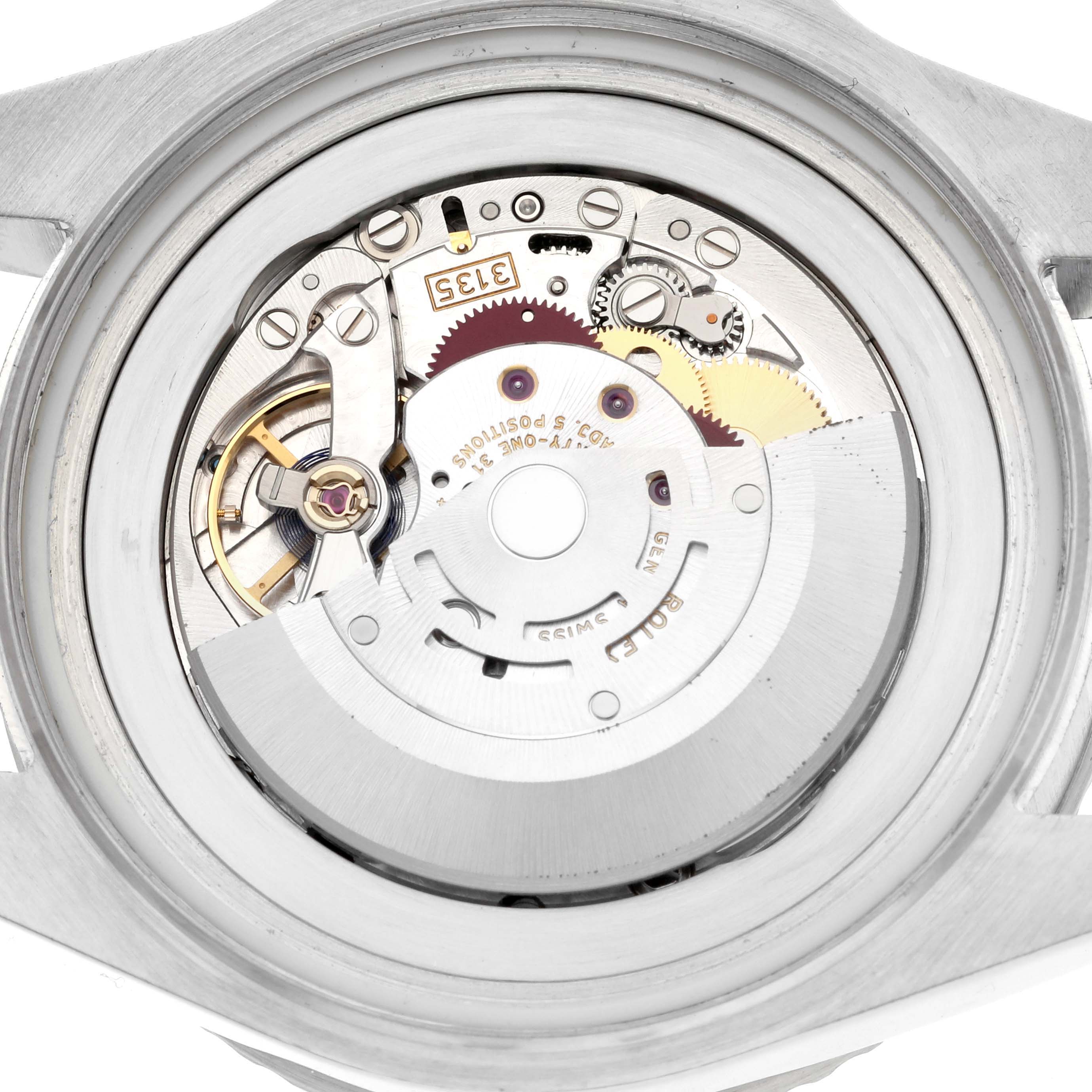 This image shows a close-up view of the movement and inner mechanism of a Rolex Sea-Dweller 116660 Men
s Stainless Steel Black Dial 116660 Men
s Stainless Steel Black Dial watch.
