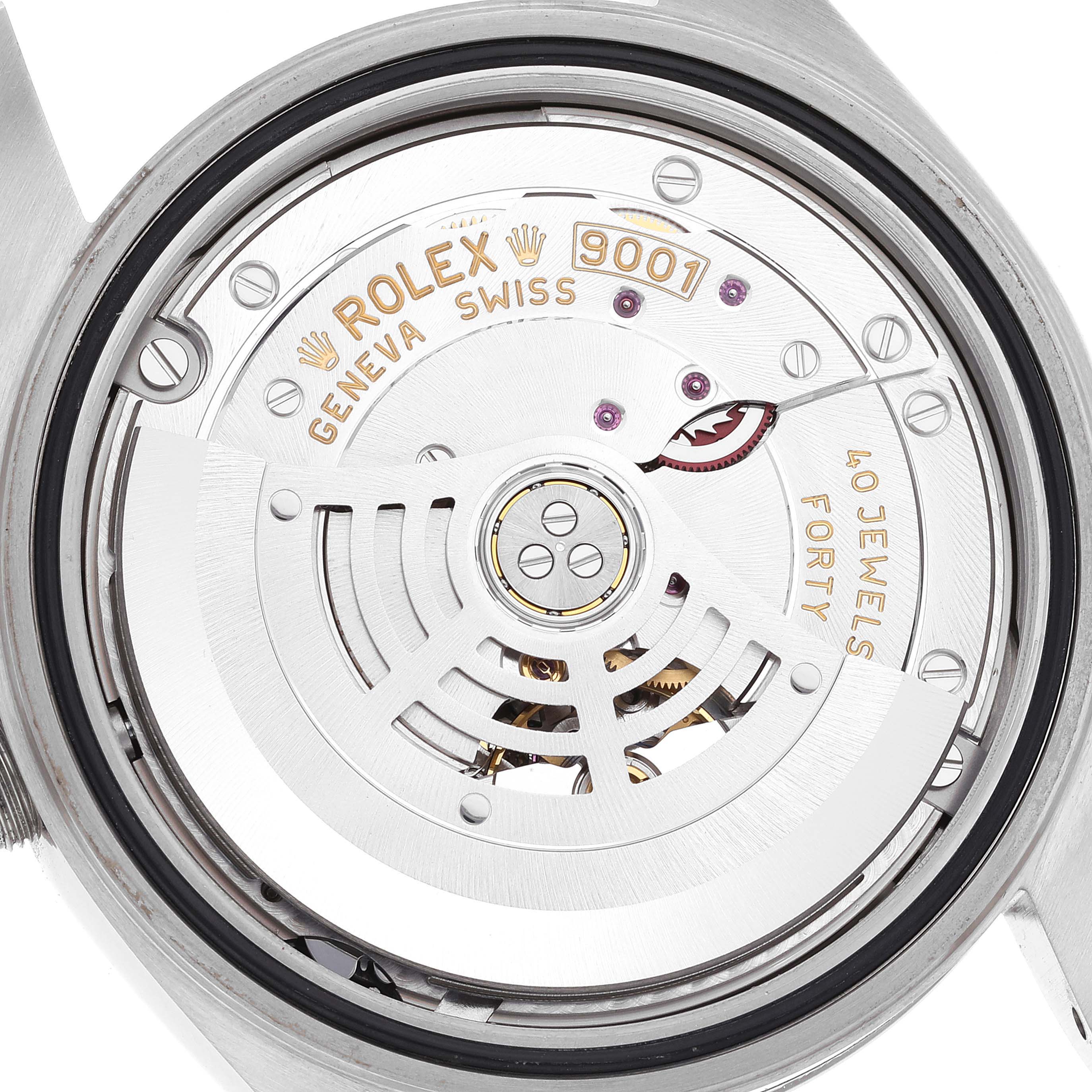 This image shows the back of a Rolex Sky-Dweller 326934 Men's Stainless Steel Blue Dial 326934 Men's Stainless Steel Blue Dial watch, displaying its intricate movement and inner workings.