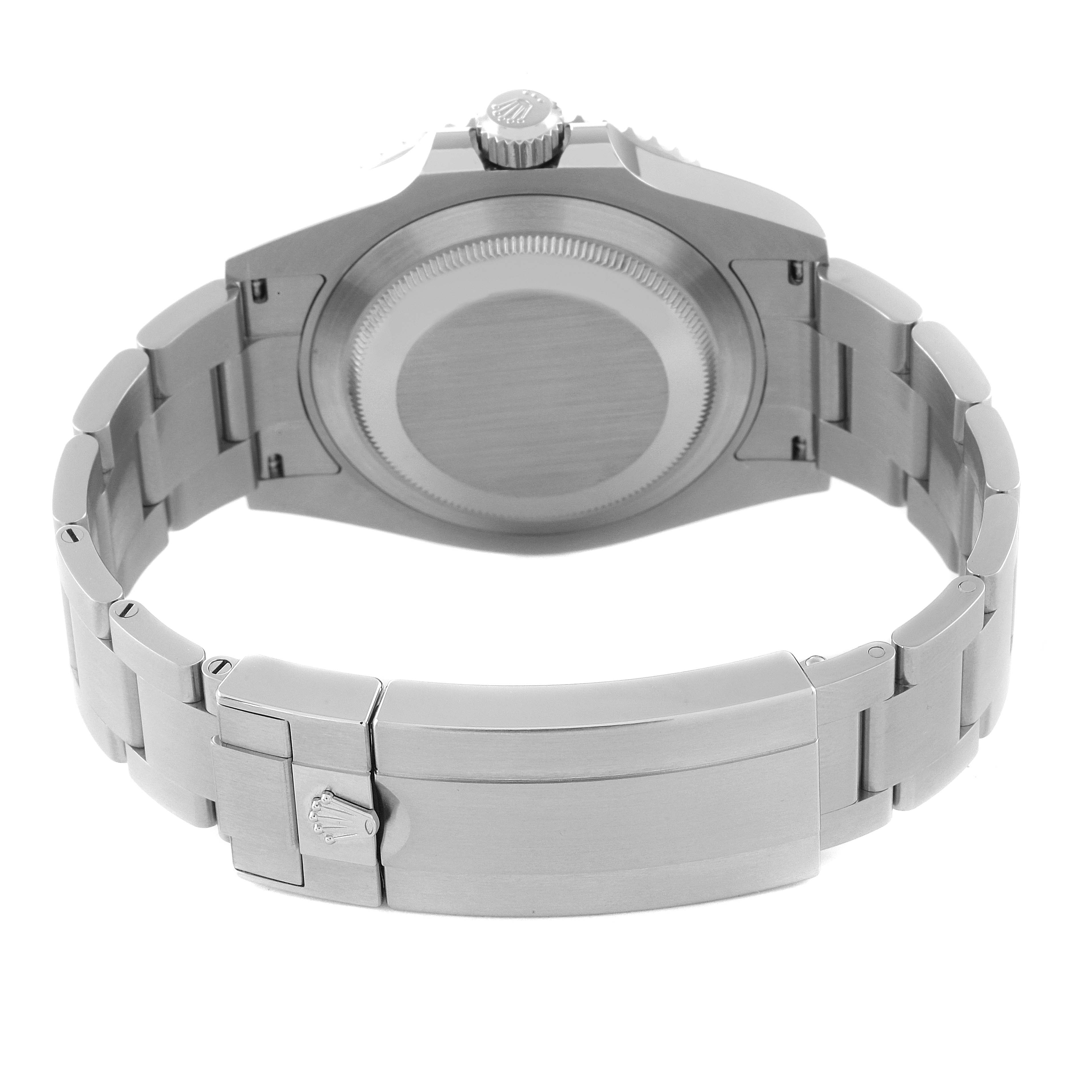 This image shows the back view of the Rolex Submariner 126610 Men
s Stainless Steel Black Dial 126610 Men
s Stainless Steel Black Dial watch, highlighting its case back and metal bracelet.