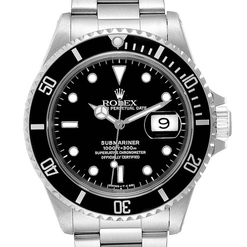 Rolex Submariner Date 40mm Stainless Steel Mens Watch 16610 Box Papers SwissWatchExpo
