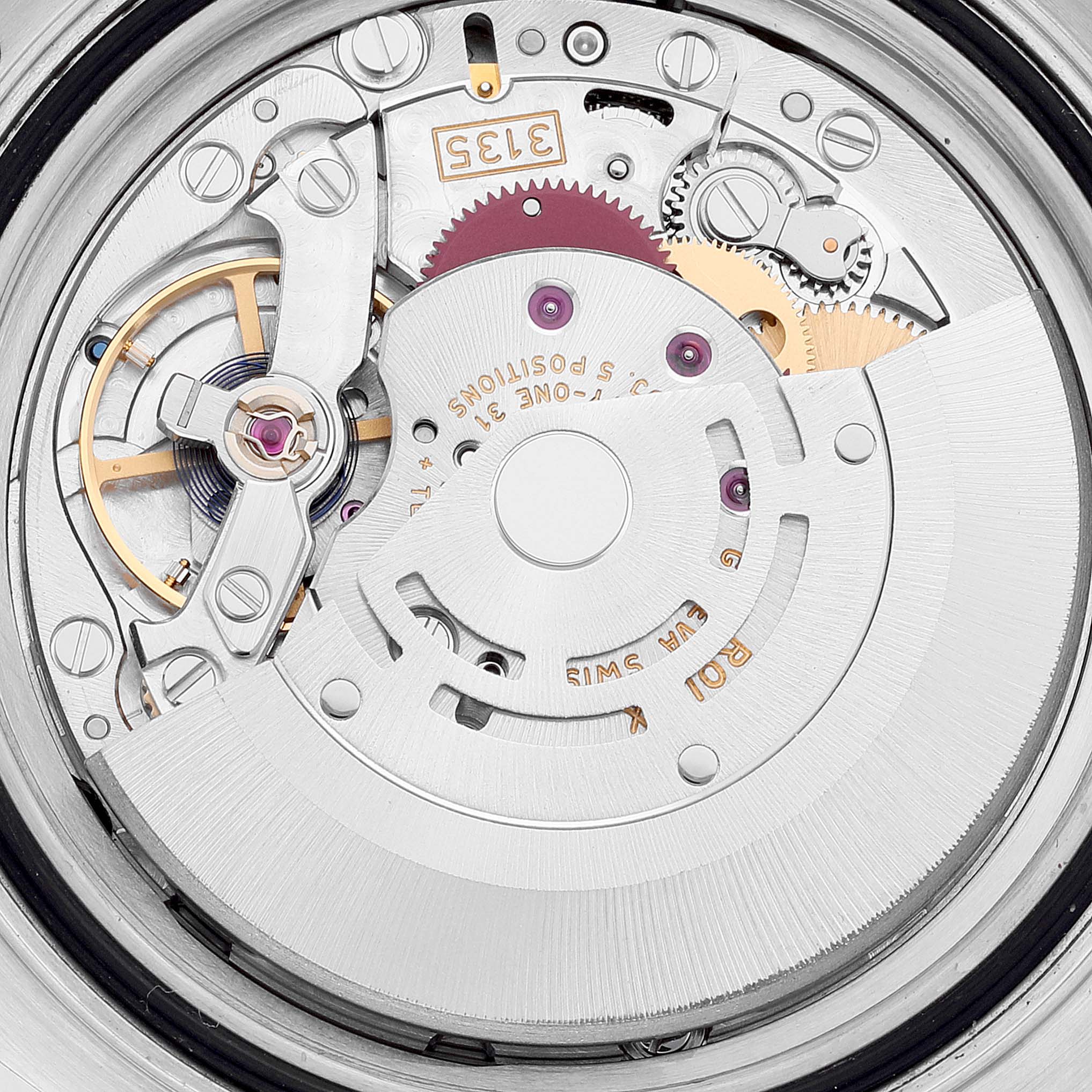 The image shows a close-up of the movement mechanism of the Rolex Yacht-Master 16622 Men's Stainless Steel Silver Dial 16622 Men's Stainless Steel Silver Dial watch.