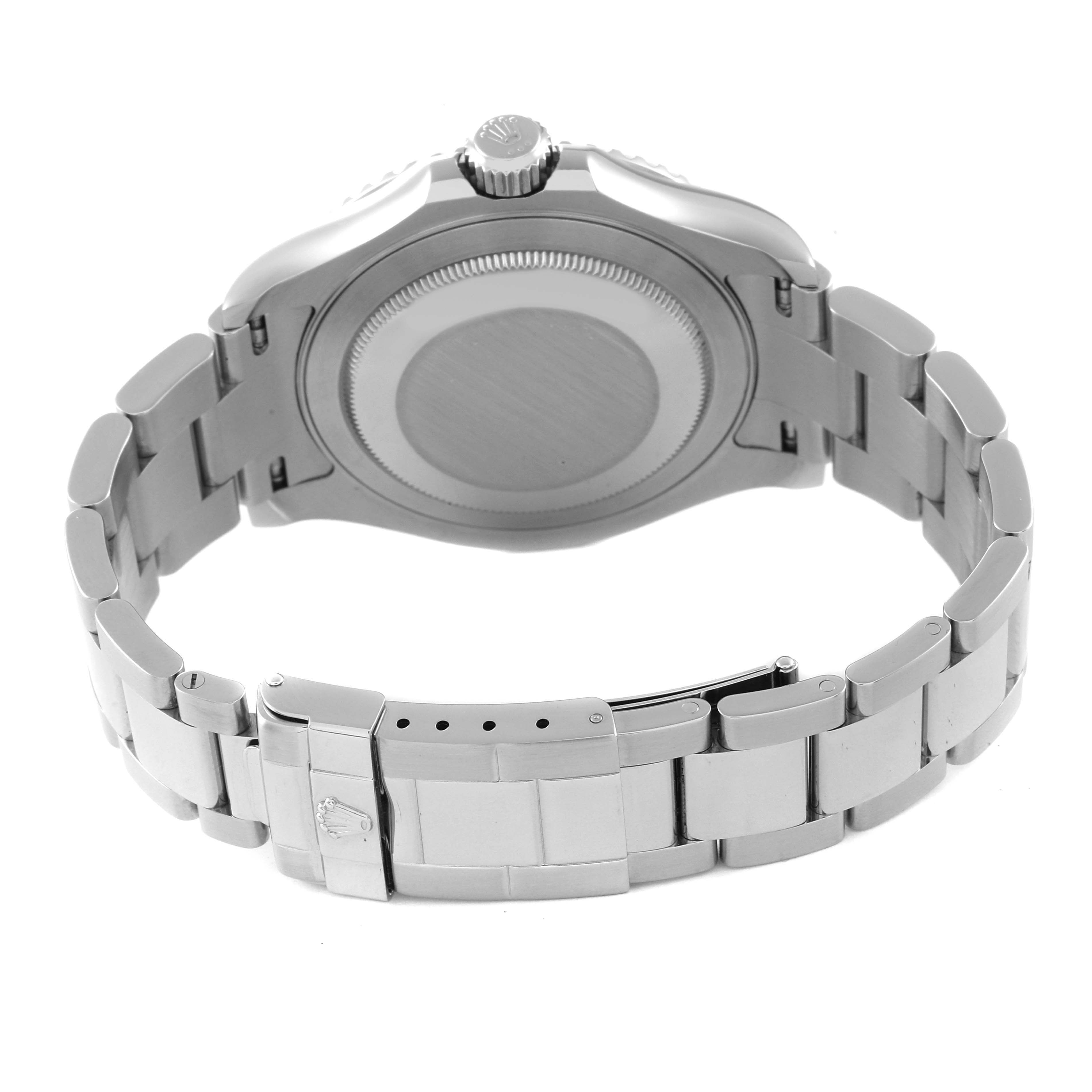 The image shows the back case and bracelet clasp of a Rolex Yacht-Master 16622 Men's Stainless Steel Silver Dial 16622 Men's Stainless Steel Silver Dial watch, viewed from the rear angle.