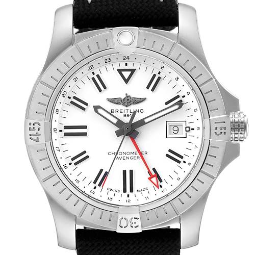 Photo of Breitling Avenger GMT White Dial Steel Mens Watch A32397 Box Card