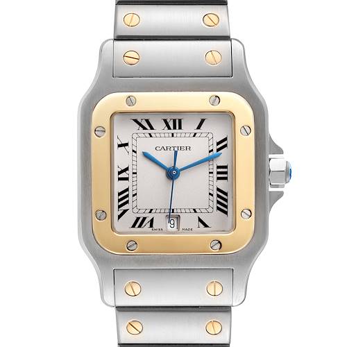 Photo of Cartier Santos Galbee Large Steel Yellow Gold Mens Watch W20011C4 Box Papers