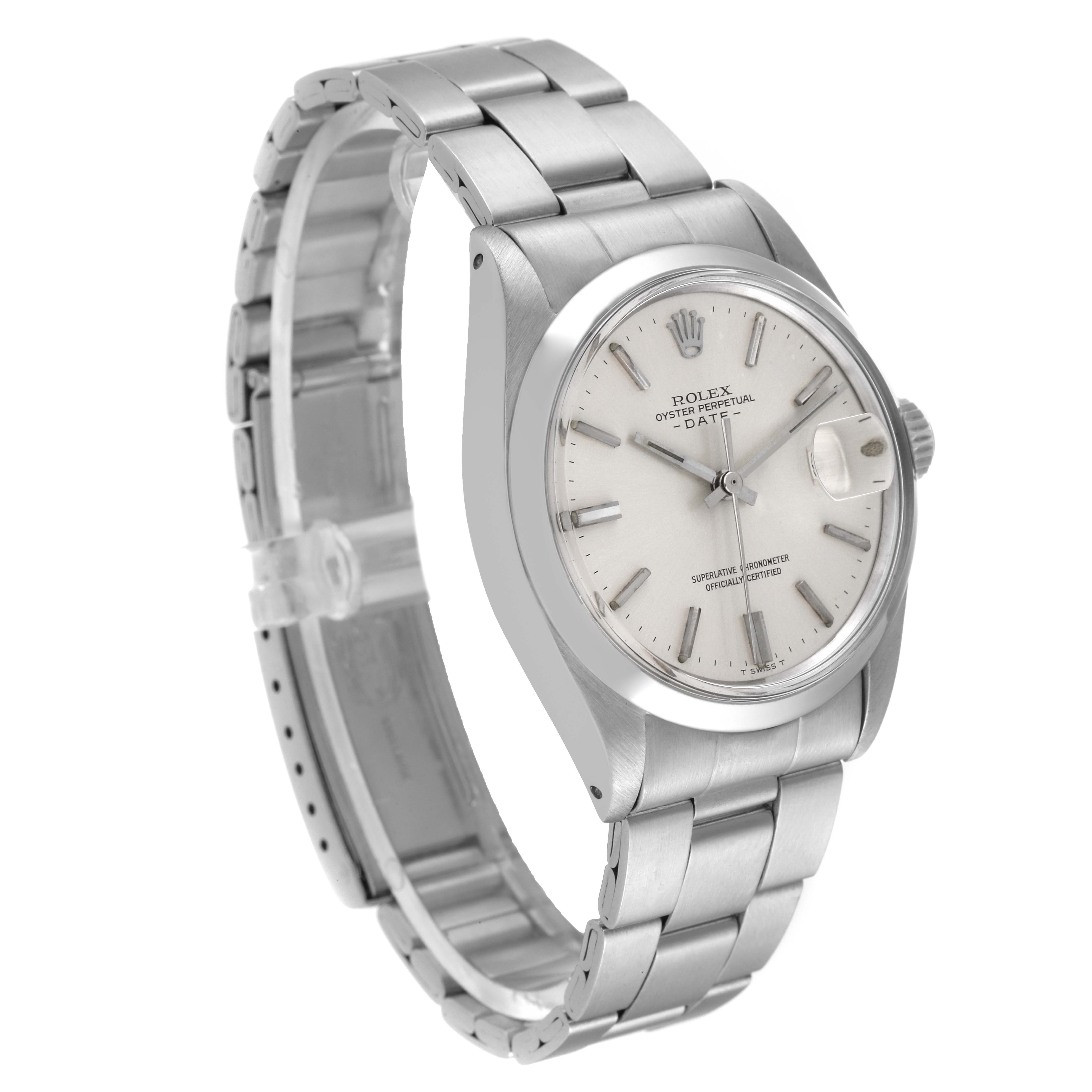The Rolex Vintage Collection 1500 Men's Stainless Steel Silver Dial 1500 Men's Stainless Steel Silver Dial watch is shown at a 3/4 angle, displaying the face, case, and bracelet.