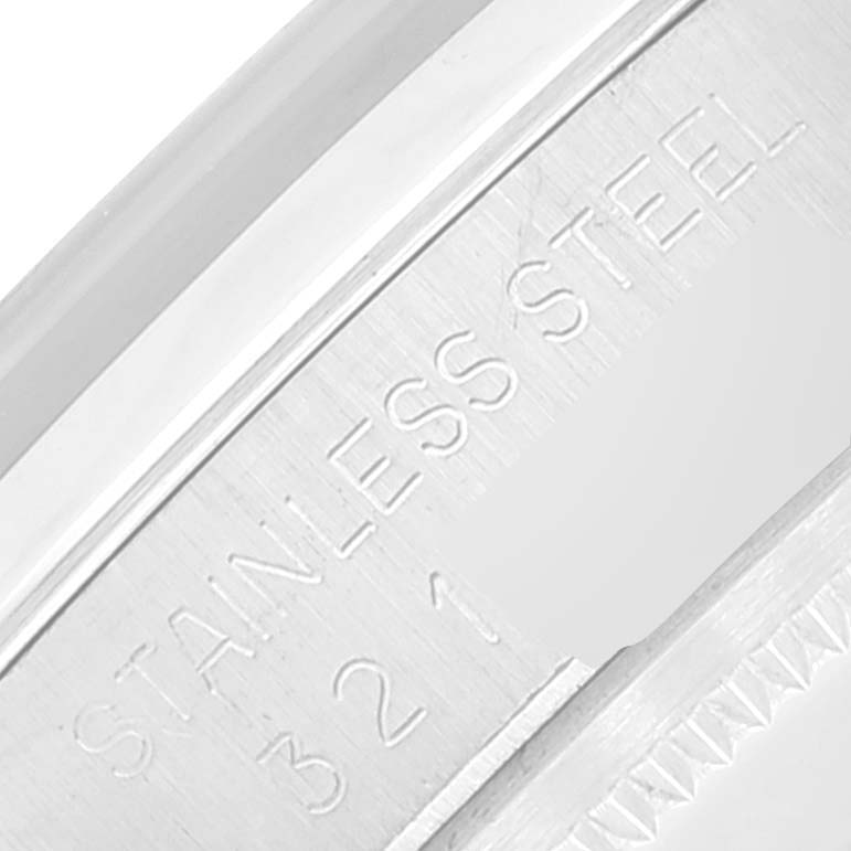 This is a close-up image of the stainless steel case back of a Rolex Vintage Collection 1500 Men's Stainless Steel Silver Dial 1500 Men's Stainless Steel Silver Dial model watch.