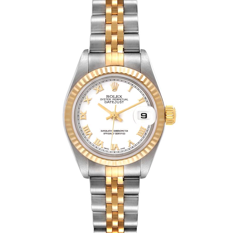 Rolex Datejust 26 Steel Yellow Gold White Roman Dial Mens Watch 79173 SwissWatchExpo