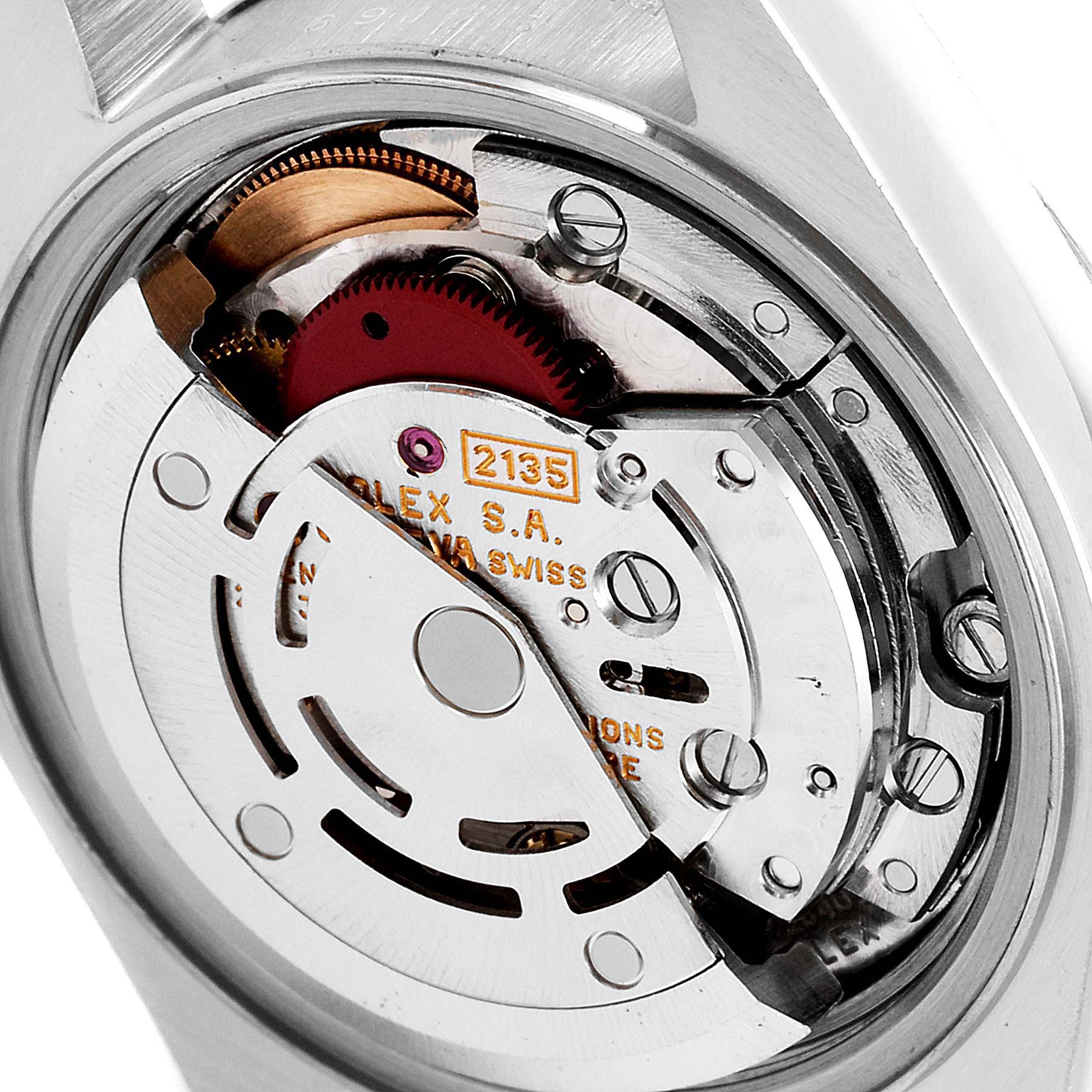 This image shows the back view of the movement inside a Rolex Datejust 69173 Women's Steel and Gold (two tone) White Dial 69173 Women's Steel and Gold (two tone) White Dial watch.