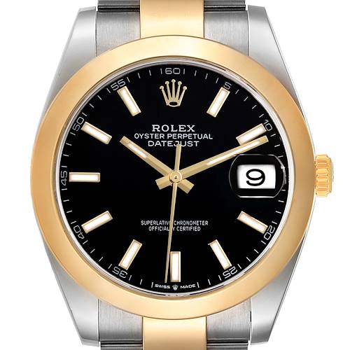 Photo of Rolex Datejust 41 Steel Yellow Gold Black Dial Mens Watch 126303 Box Card