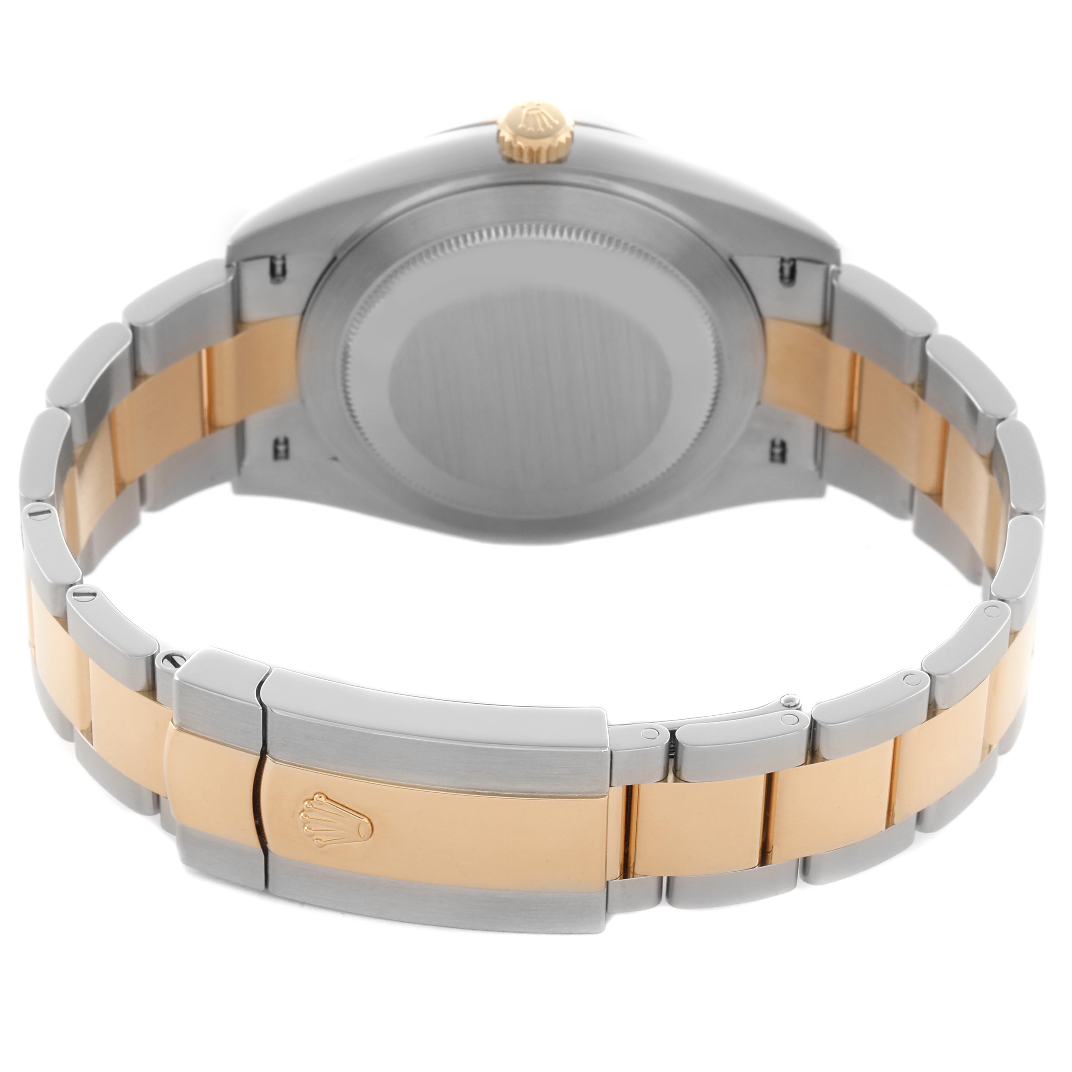 The Rolex Datejust 41 126333 Men
s Steel and Gold (two tone) Silver Dial 126333 Men
s Steel and Gold (two tone) Silver Dial is shown from the back with its bracelet and clasp visible.