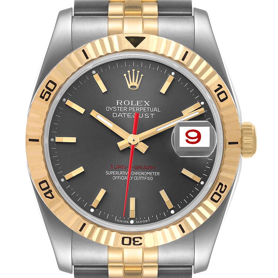 Rolex Turnograph Datejust Steel Yellow Gold Mens Watch 116263 SwissWatchExpo