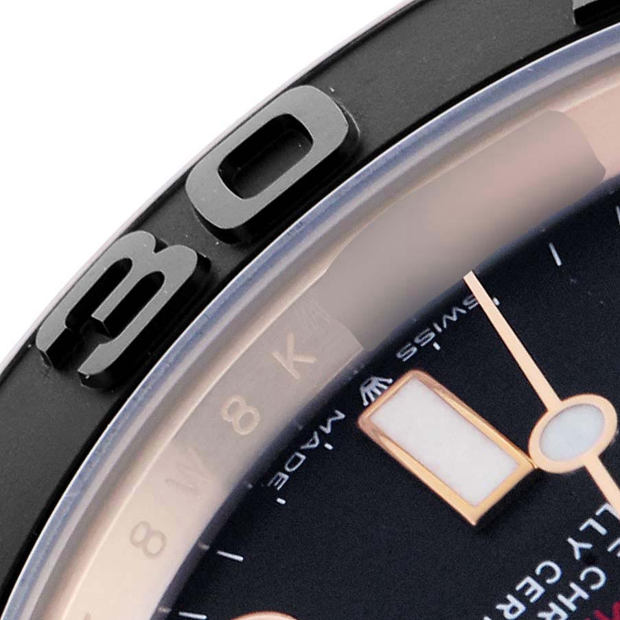 The image shows a close-up of the bezel and partial dial of a Rolex Yacht-Master 126655 Men
s Rose Gold Black Dial 126655 Men
s Rose Gold Black Dial watch, highlighting a raised "30" marker.