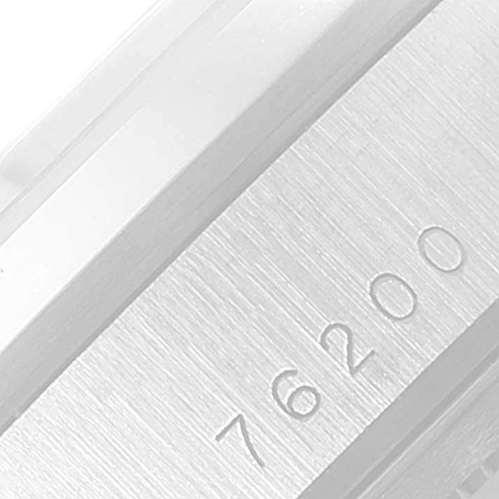 This image shows a close-up of the case side with the model number engraving for the Tudor Prince 76200 Men's Stainless Steel Black Dial 76200 Men's Stainless Steel Black Dial watch.