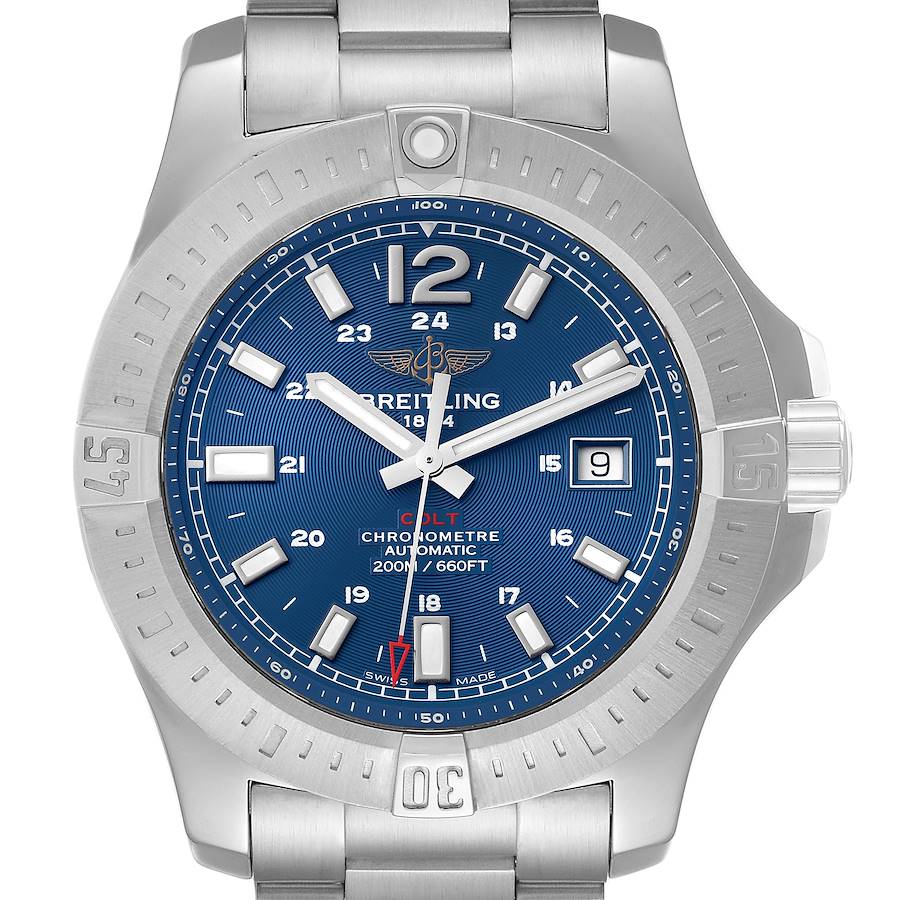 Breitling Colt Blue Dial Automatic Steel Mens Watch A17388 SwissWatchExpo