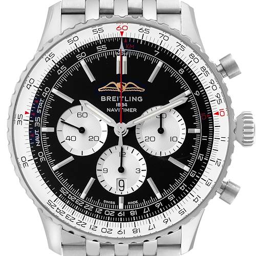 Photo of Breitling Navitimer 01 Black Dial Steel Mens Watch AB0137 Box Card