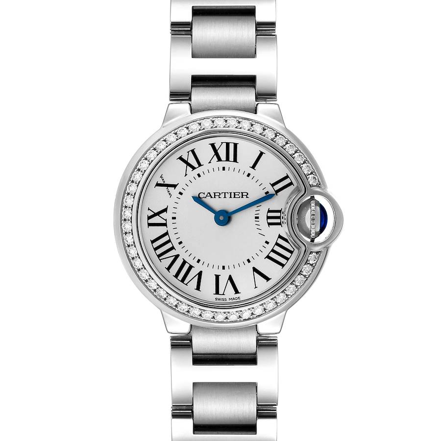 Cartier Ballon Bleu Diamond Steel Ladies Watch W4BB0015 Box Card SwissWatchExpo