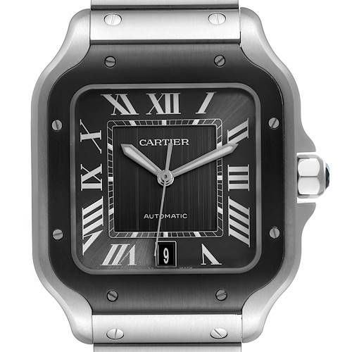 Photo of Cartier Santos Stainless Steel Grey Dial Mens Watch WSSA0037 Box Card