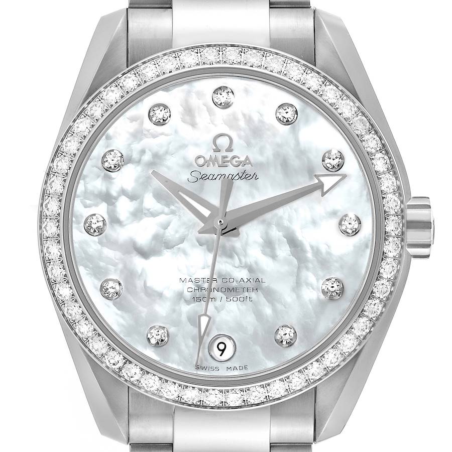 Omega Aqua Terra MOP Dial Diamond Steel Ladies Watch 231.15.39.21.55.001 Unworn SwissWatchExpo