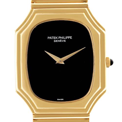 Photo of Patek Philippe Yellow Gold Black Onyx Dial Vintage Mens Watch 3729