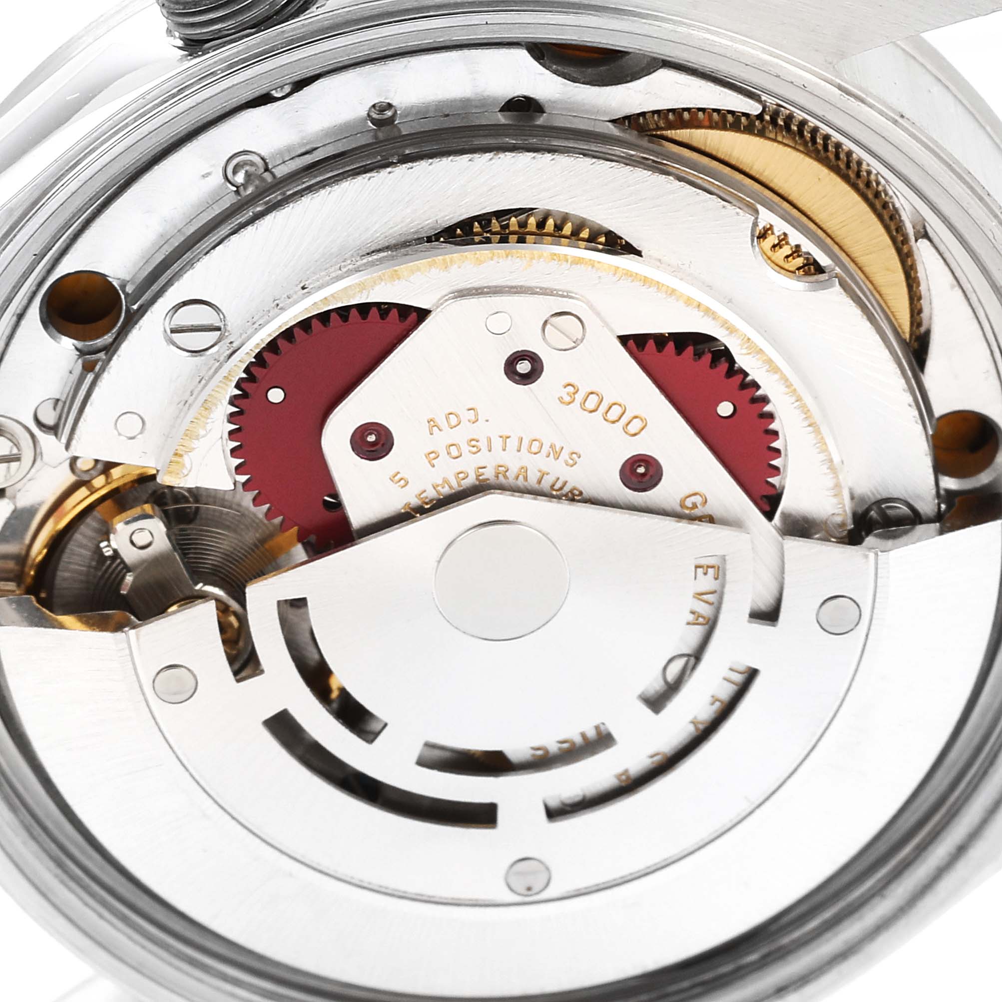 The image shows the internal movement components of a Rolex Air-King 14000 Men's Stainless Steel Blue Dial 14000 Men's Stainless Steel Blue Dial watch from a close-up, top-down angle.