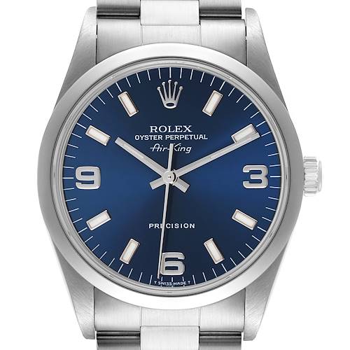 Photo of Rolex Air King 34mm Blue Dial Domed Bezel Steel Mens Watch 14000