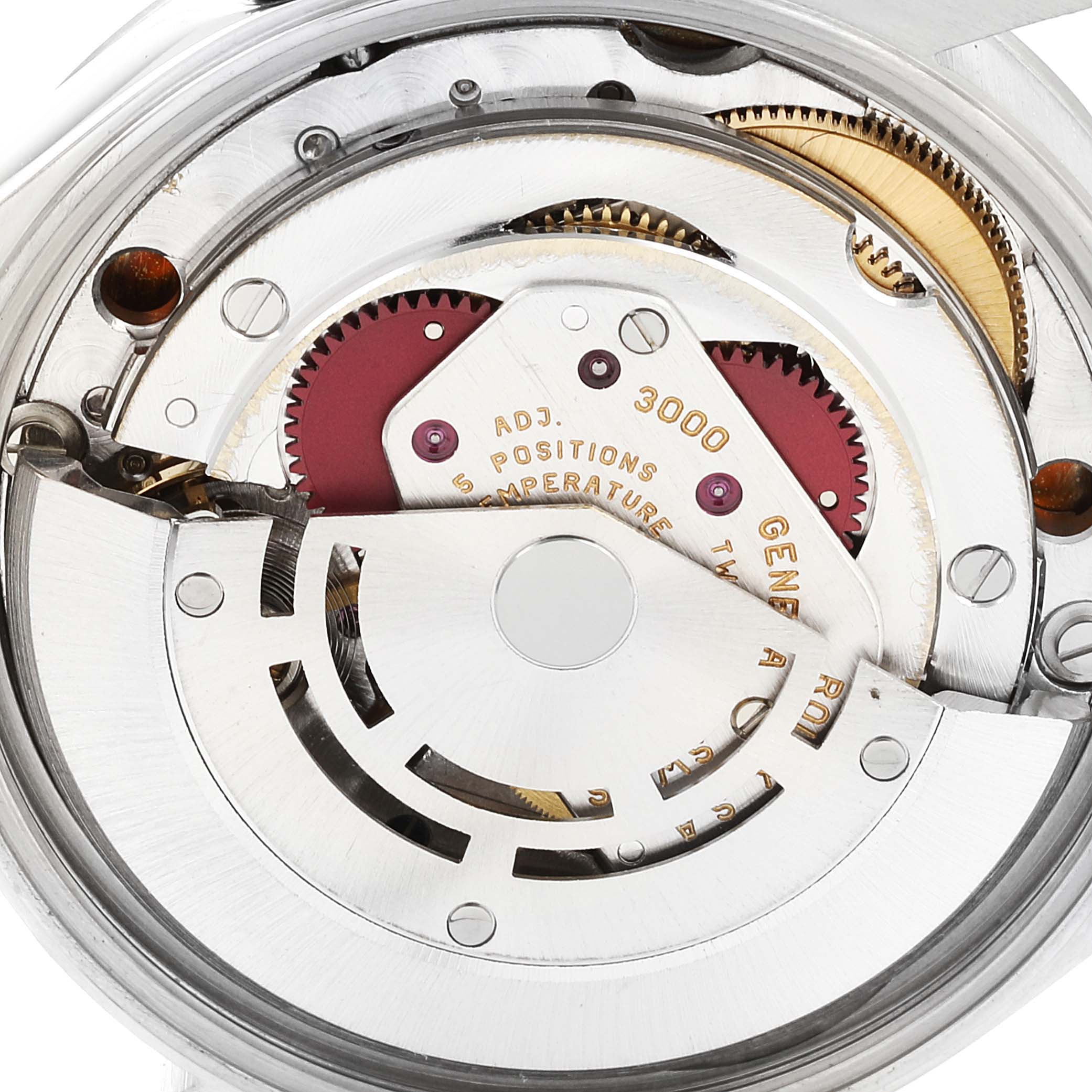 This image shows the internal movement of a Rolex Air-King 14000 Men's Stainless Steel Blue Dial 14000 Men's Stainless Steel Blue Dial watch from a top-down angle.