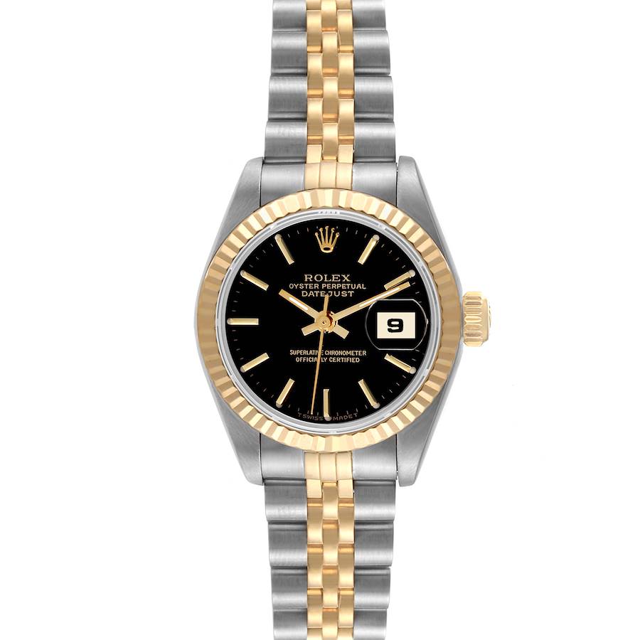Rolex Datejust 26mm Steel Yellow Gold Black Dial Ladies Watch 69173 Box Papers SwissWatchExpo