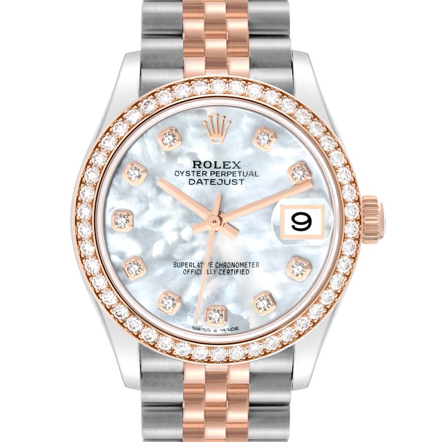Rolex Datejust 31 Midsize Steel Rose Gold Mother of Pearl Diamond Dial Ladies Watch 278381 SwissWatchExpo
