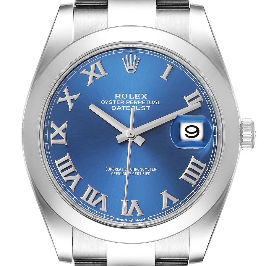 Rolex Datejust 41 Blue Roman Dial Steel Mens Watch 126300 Box Card SwissWatchExpo