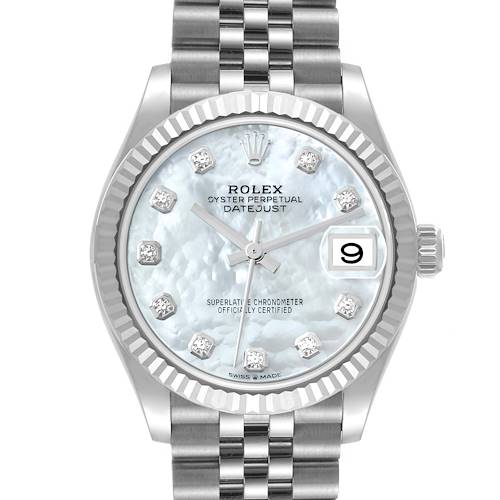 Photo of Rolex Datejust Midsize Steel White Gold Mother of Pearl Diamond Ladies Watch 278274 Unworn