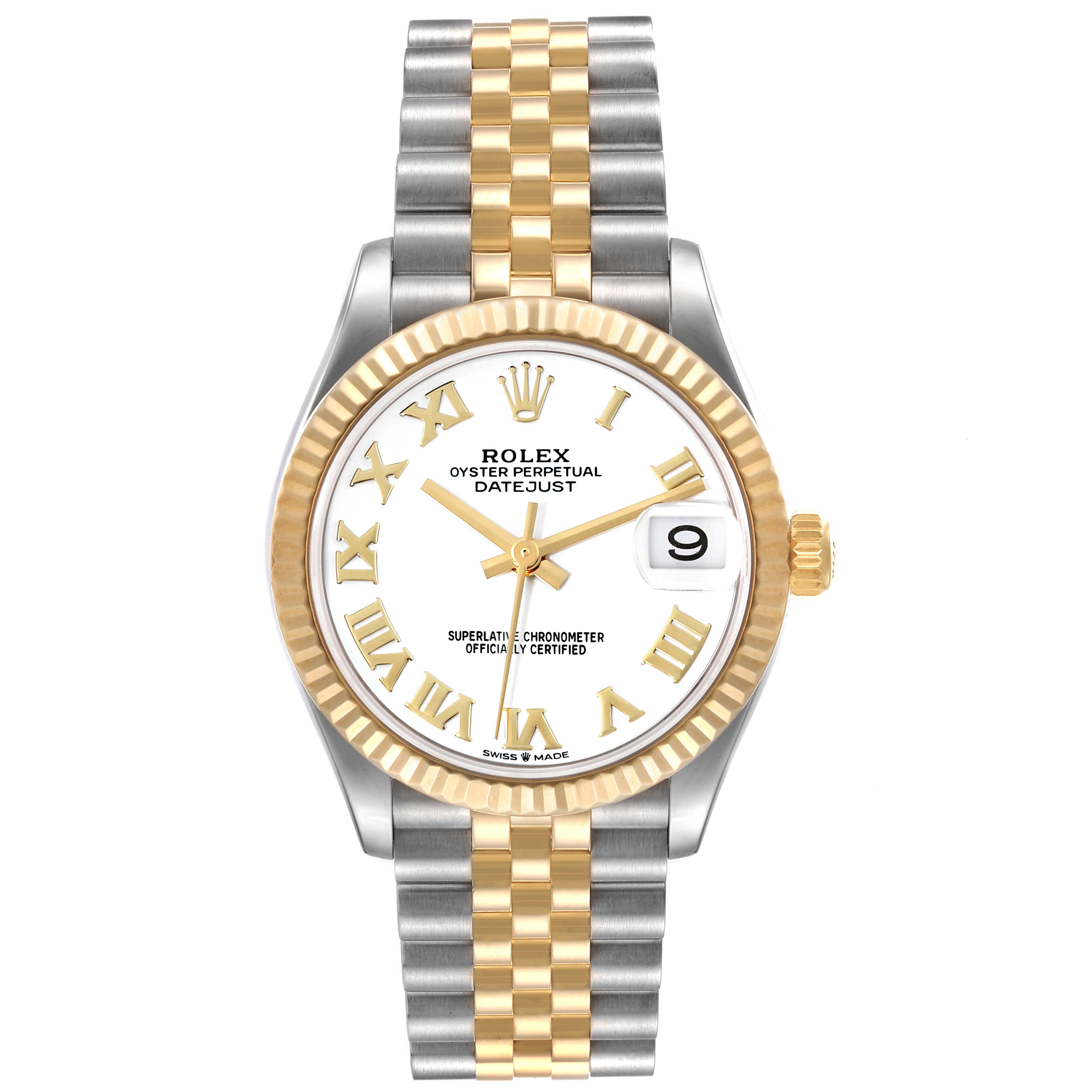 Rolex Datejust Midsize Steel Yellow Gold White Dial Ladies Watch 278273 