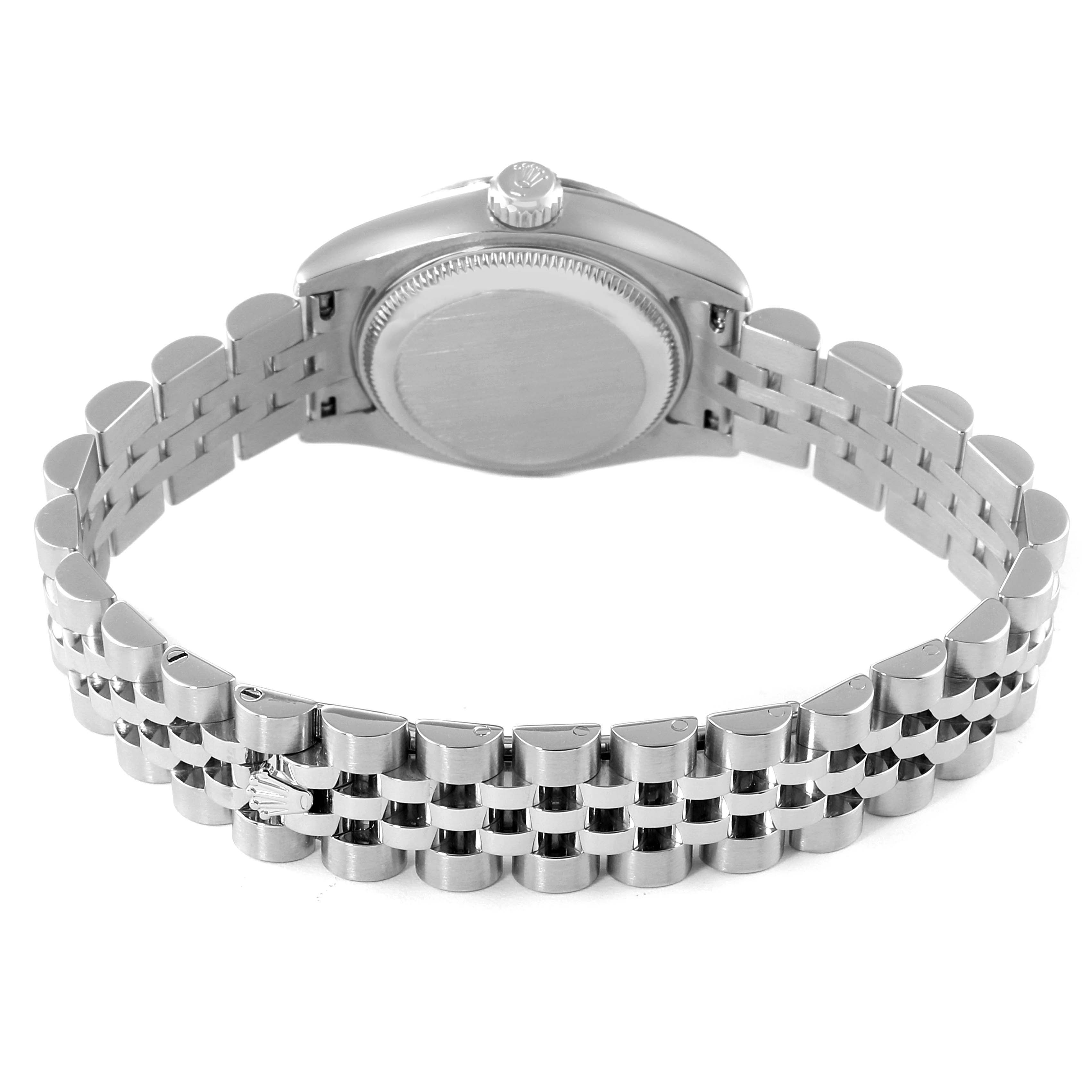 This image shows the back and bracelet of a Rolex Datejust 179174 Women's Stainless Steel White Dial 179174 Women's Stainless Steel White Dial watch.