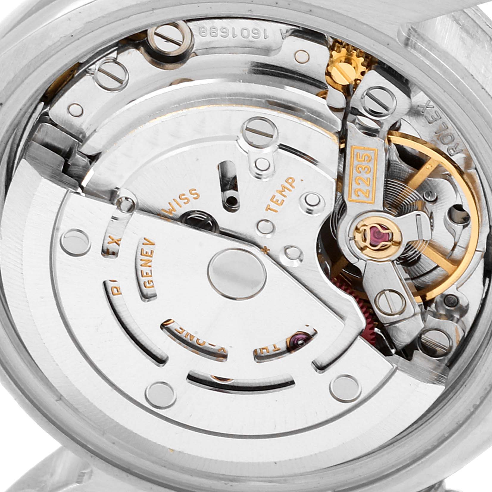 This image shows the inner mechanical movement of the Rolex Datejust 179174 Women's Stainless Steel White Dial 179174 Women's Stainless Steel White Dial watch from a macro close-up angle.