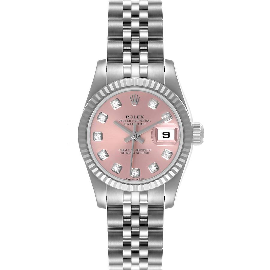 Rolex Datejust Steel White Gold Pink Diamond Dial Watch 179174 SwissWatchExpo