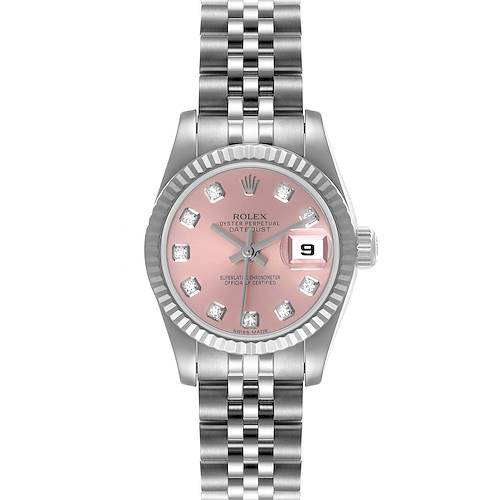 Photo of Rolex Datejust Steel White Gold Pink Diamond Dial Watch 179174