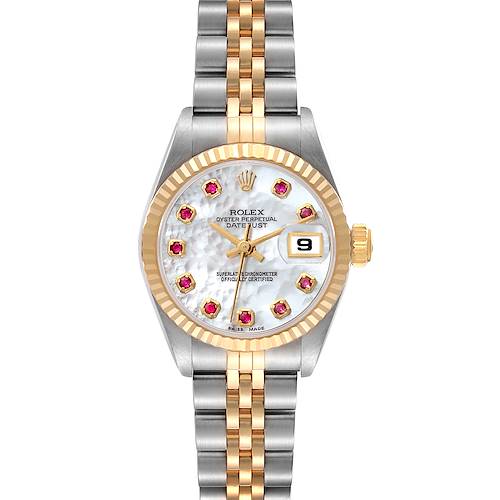 Photo of Rolex Datejust Steel Yellow Gold MOP Ruby Dial Ladies Watch 69173