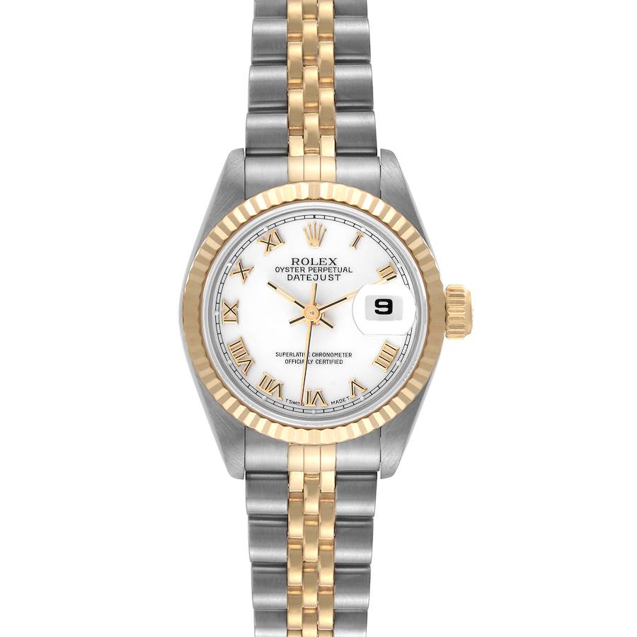 Rolex Datejust Steel Yellow Gold White Roman Dial Ladies Watch 69173 Box Papers SwissWatchExpo