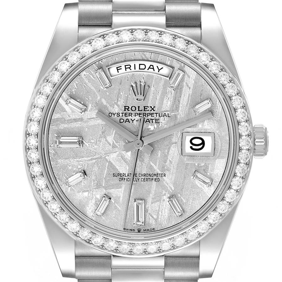 Rolex Day-Date 40 President White Gold Meteorite Diamond Watch 228349 Unworn SwissWatchExpo